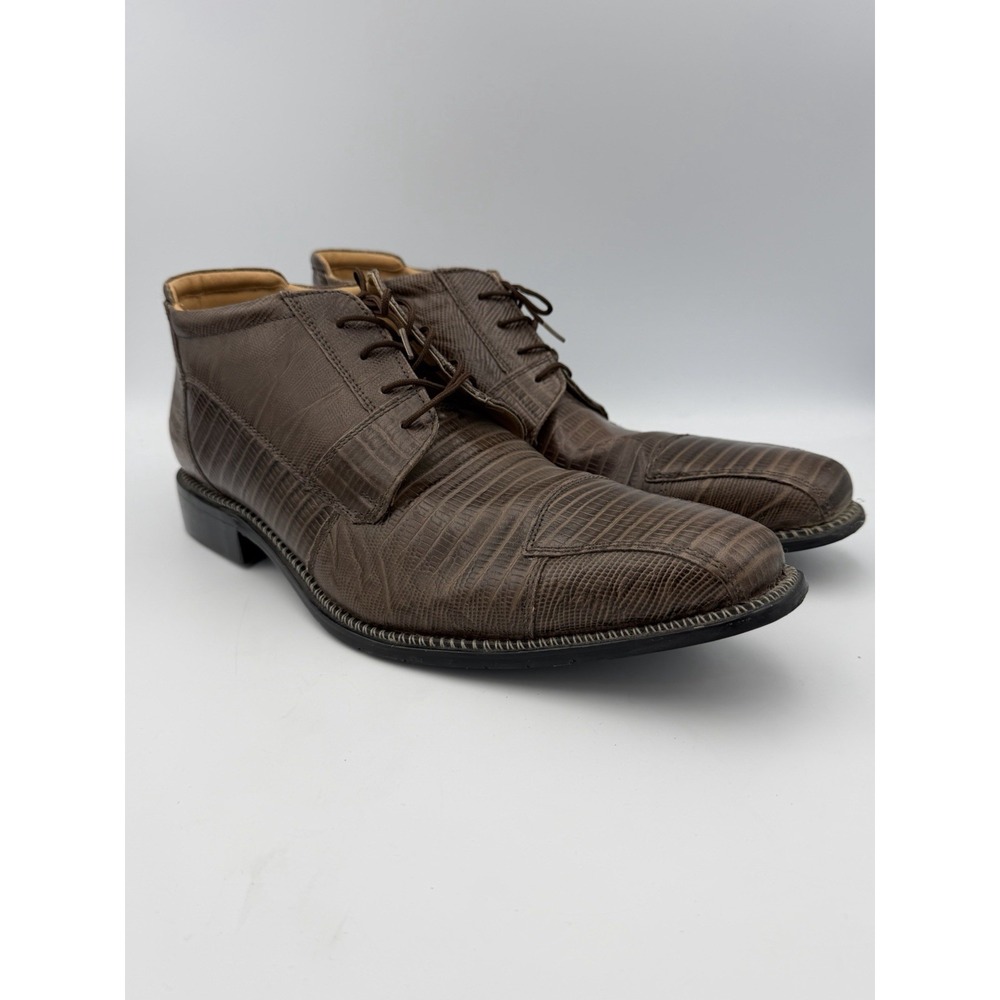 LibertyZeno Brown Embossed Leather Croc Men's 13 Old Money Western Mob Boss